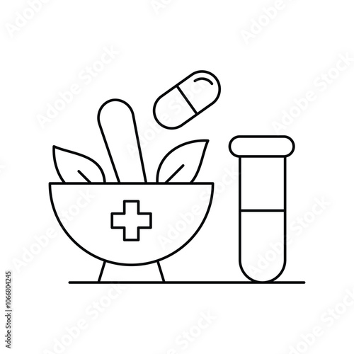 remedy line icon with white background vector stock illustration