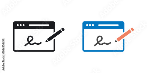 Electronic signature icon in solid style.