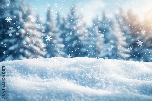 Wallpaper Mural Soft snowflakes gently fall over a serene winter landscape at dawn, creating a magical atmosphere in the forest Torontodigital.ca