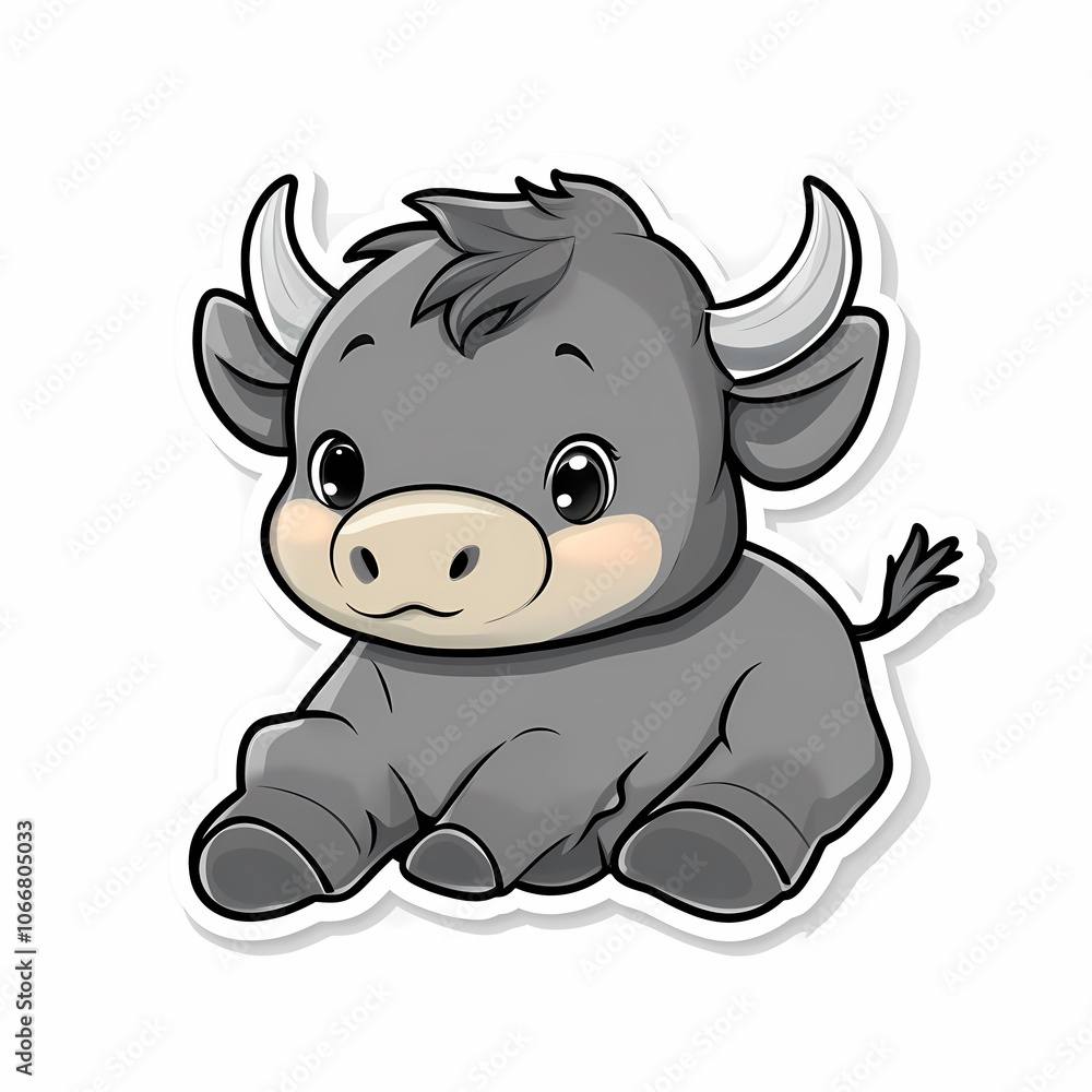 Fototapeta premium Cute 3D Buffalo Cartoon Illustration