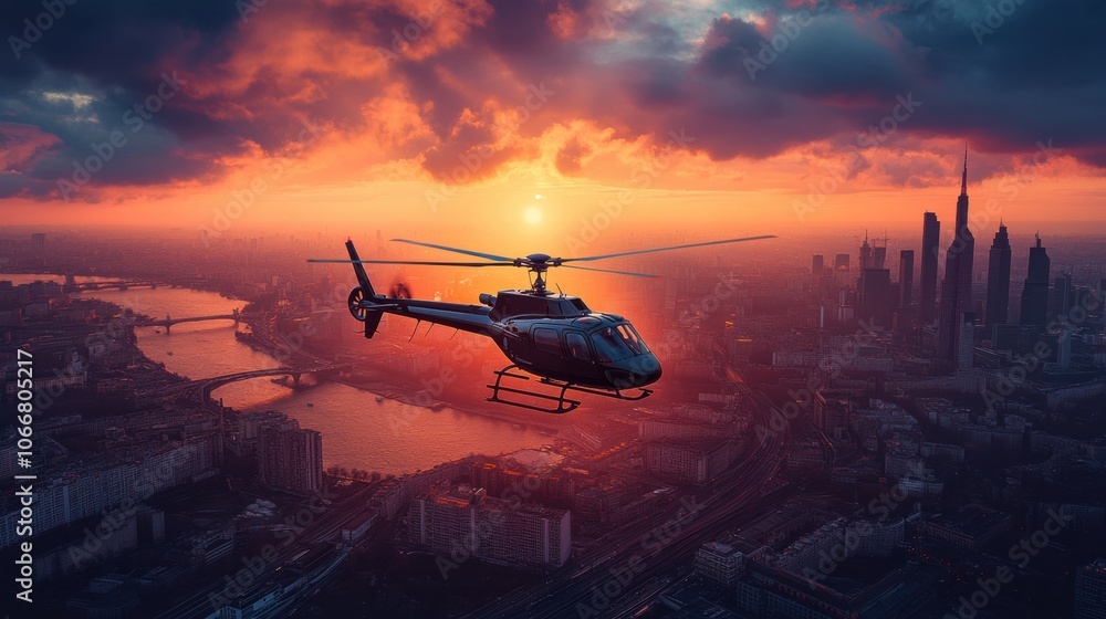 Helicopter flying above city skyline during vibrant sunset, urban landscape, aerial view, orange skies, dramatic scene, transportation, aviation, cityscape, travel, adventure, skyline, helicopter Helicopter flying above city skyline during vibrant sunset, urban landscape, aerial view, orange skies, dramatic scene, transportation, aviation, cityscape, travel, adventure, skyline, helicopter