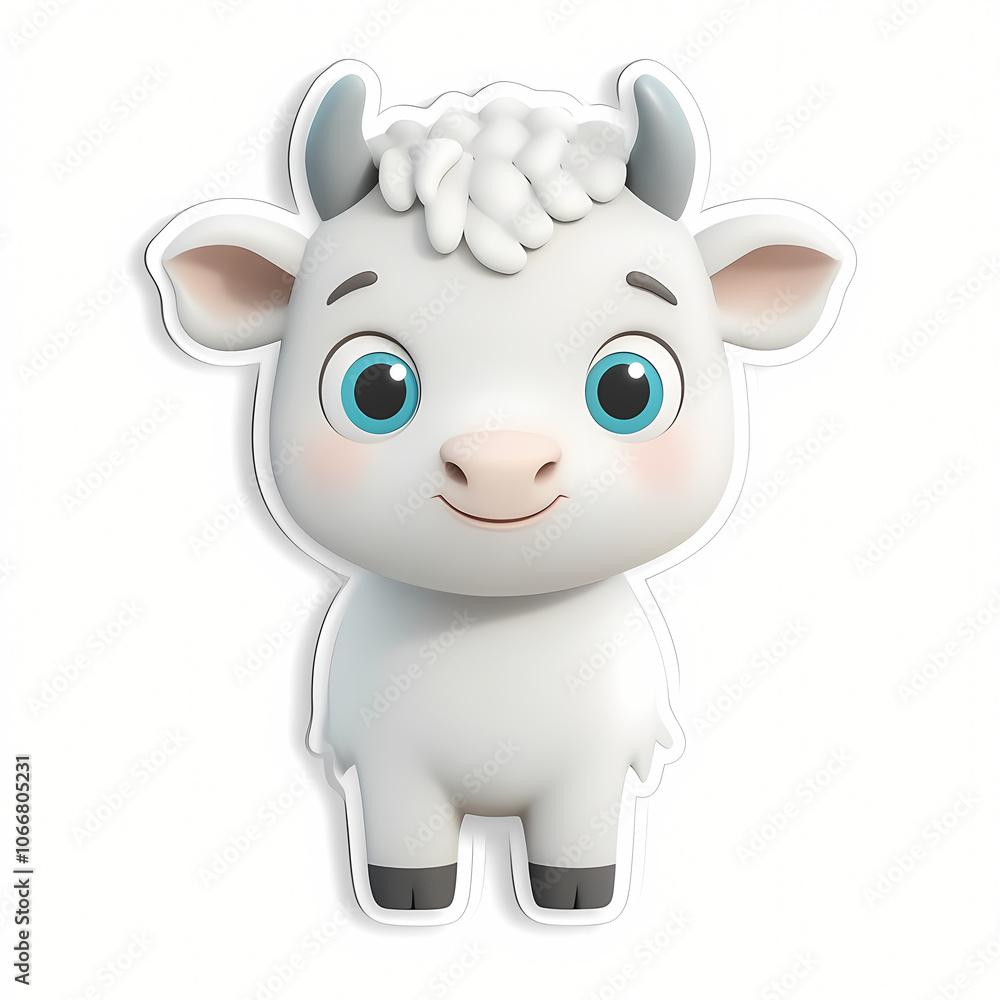 Cute 3D Cartoon Buffalo Illustration Cute 3D Cartoon Buffalo Illustration