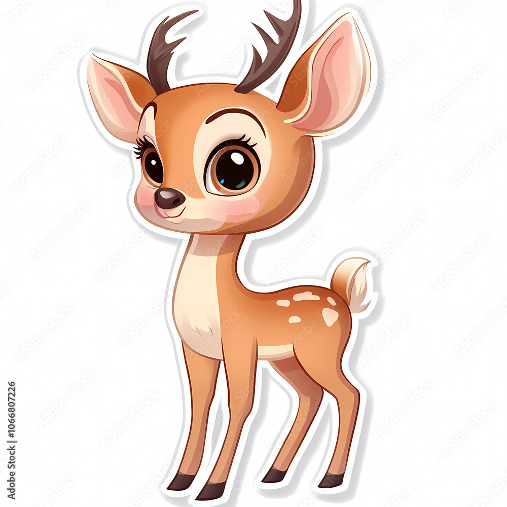 Cute 3D Cartoon Antelope Illustration Sticker Cute 3D Cartoon Antelope Illustration Sticker