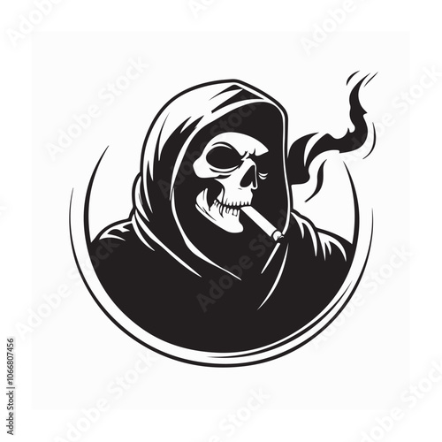 Grim reaper the death smoking a cigarette image vector isolated on white background