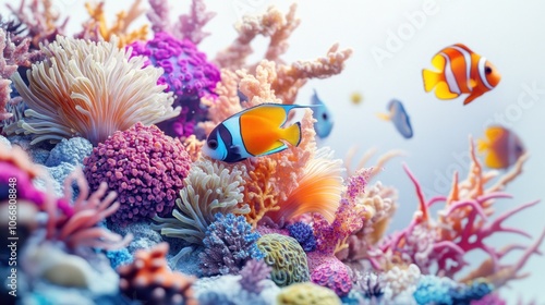 A Colorful Coral Reef with Exotic Fish