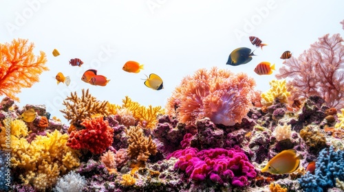 A Colorful Coral Reef with Exotic Fish