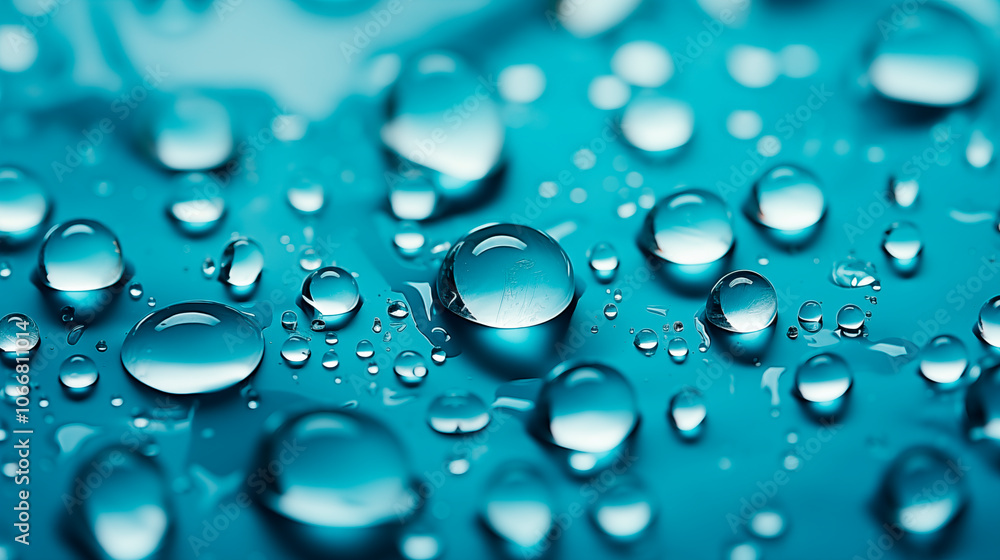 Primer plano de gotas 3D condensadas en un vidrio de color azul. Fondo brillante y saturado. Primer plano de gotas 3D condensadas en un vidrio de color azul. Fondo brillante y saturado.