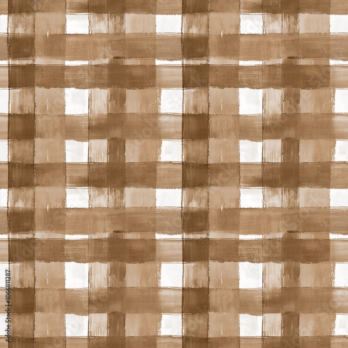 Geometric plaid pattern in various brown shades. Seamless pattern. 