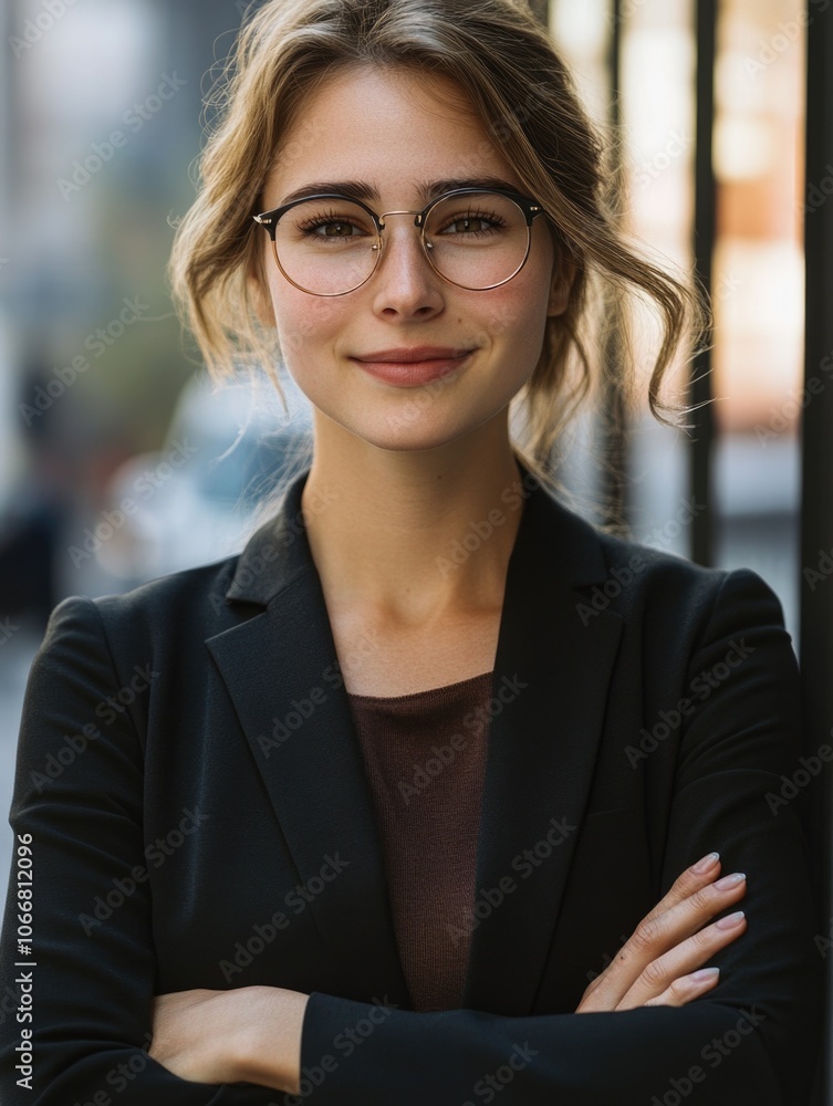 Businesswoman in a suit with glasses Businesswoman in a suit with glasses