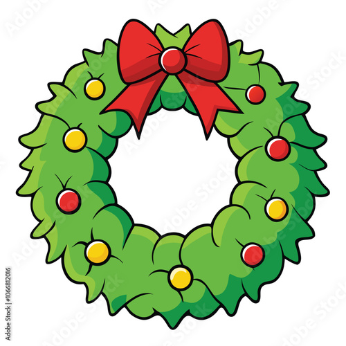 Vector illustration of a cartoonish Christmas wreath