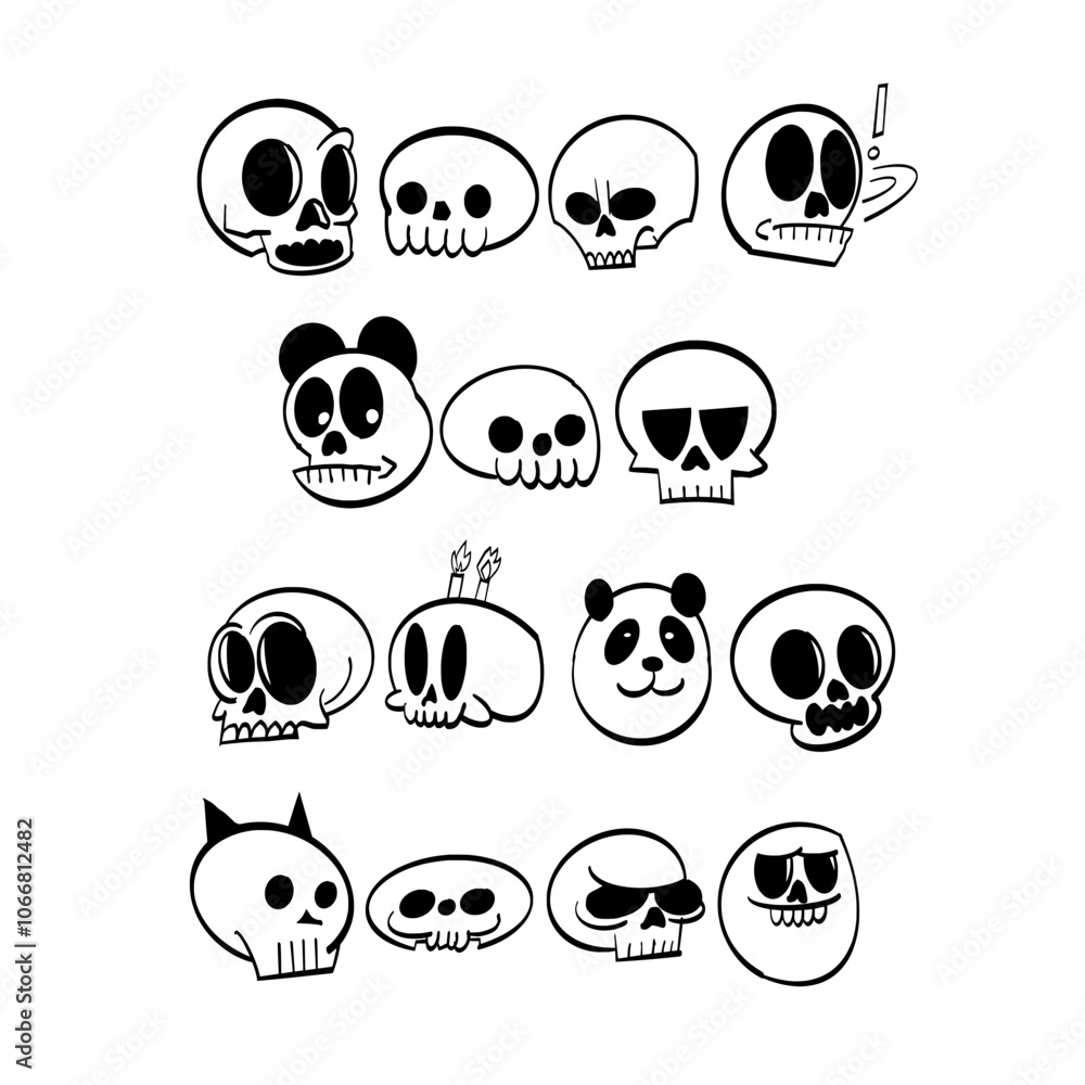 Skull icons set. Vector outline illustration. Skull icons set. Vector outline illustration.