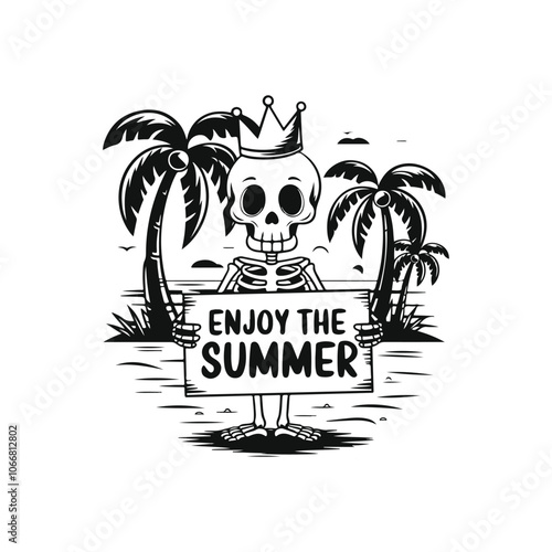 Vector illustration skull with summer theme