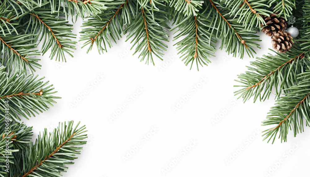 Frame made of fir branches isolated on white background. Frame made of fir branches isolated on white background.