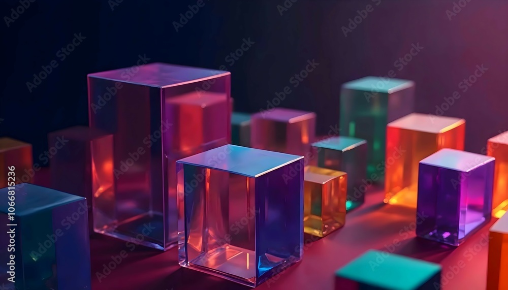 3D colorful transparent cubes luxury 3D colorful transparent cubes luxury