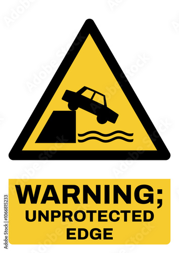 ISO warning safety signs tex variation_warning ; unprotected edge_portrait size a4/a3/a2/a1