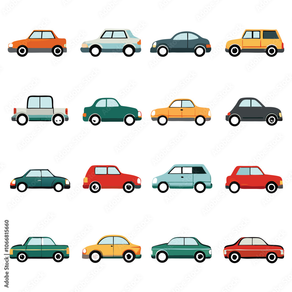 front and side view car icons line and silhouette front and side view car icons line and silhouette