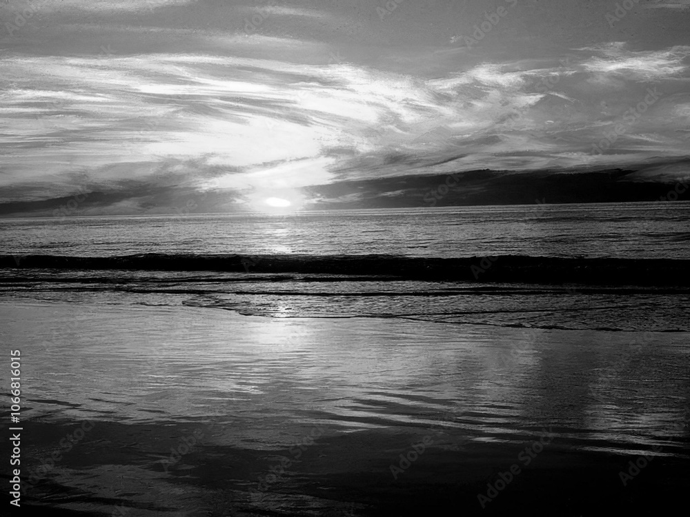 Black and White HDR Sunset Natural Background Black and White HDR Sunset Natural Background
