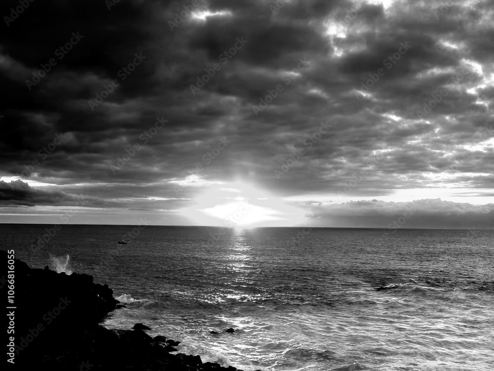 Black and White HDR Sunset Natural Background Black and White HDR Sunset Natural Background