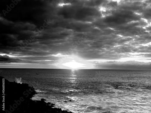 Black and White HDR Sunset Natural Background