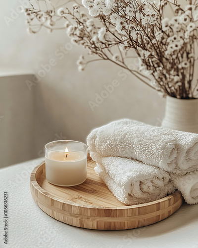 Mindfulness and wellness meditation self-care routines Relaxing Mindfulness and Wellness Space with Candle photo