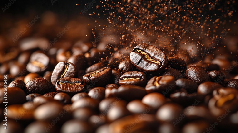 Coffee Beans with Sprinkles of Ground Coffee Coffee Beans with Sprinkles of Ground Coffee