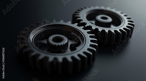 Black gears on a black background