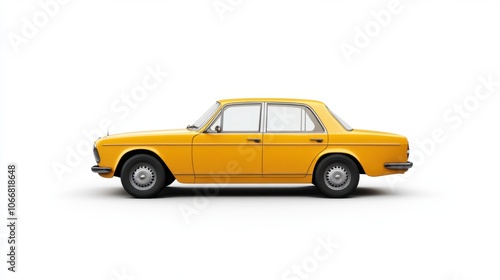 Yellow car isolated on clean white background