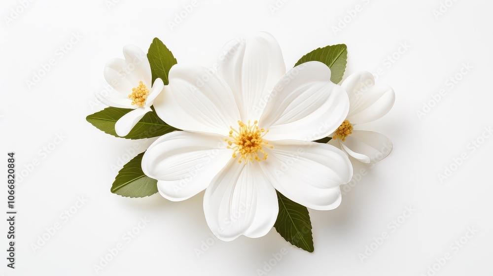 Fototapeta premium White Flower Isolated on White Background for Minimalist Floral Design