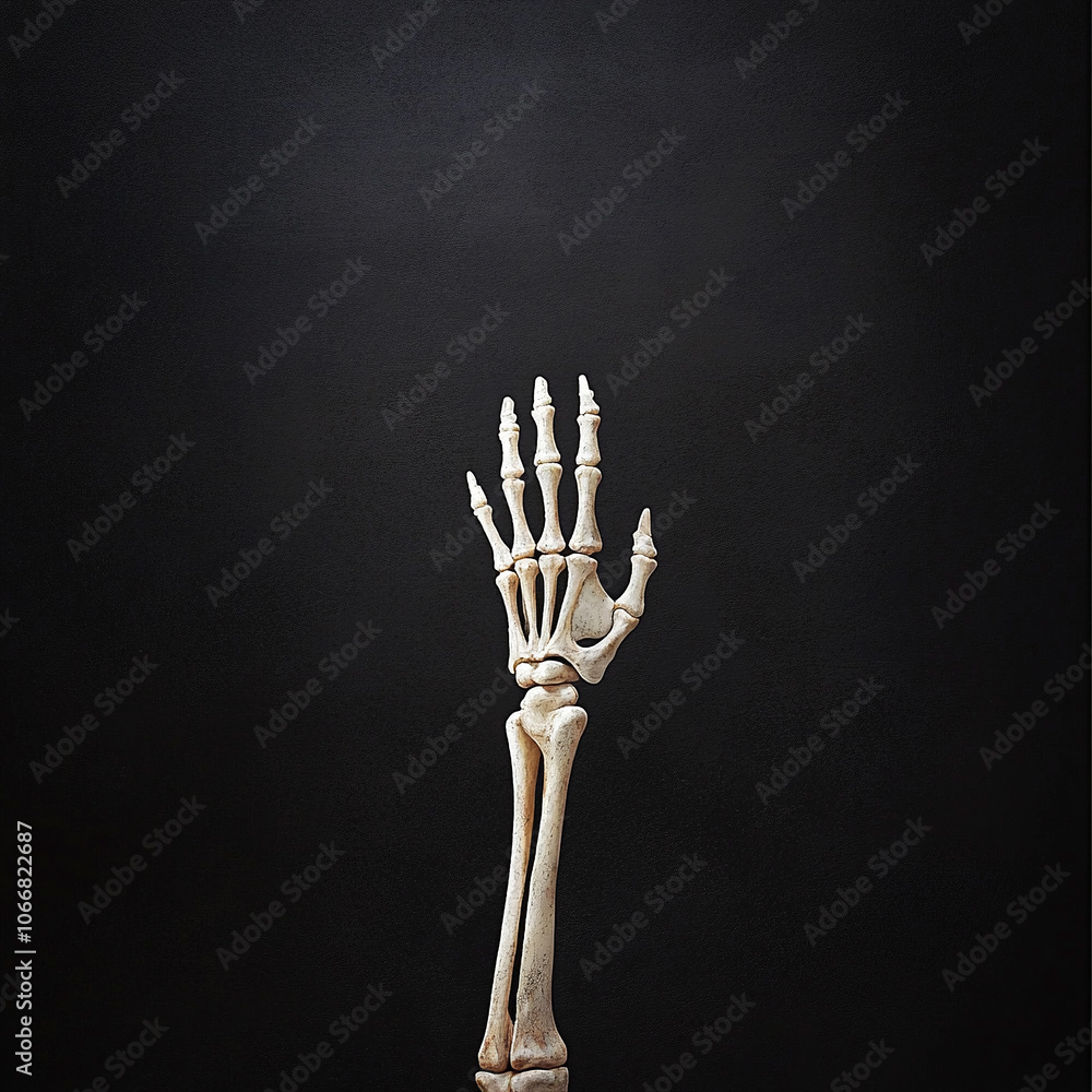 Human hand made only of bones on black background. Human hand made only of bones on black background.