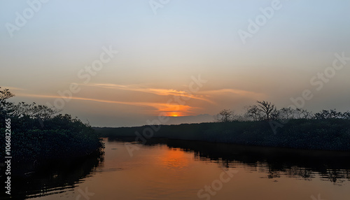 Tranquil Evening on Ankobra River sunset 