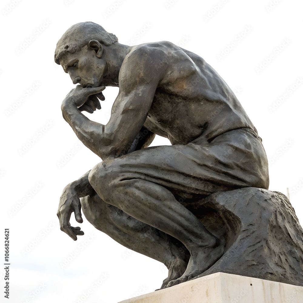 thinker statue sculpture isolated on white thinker statue sculpture isolated on white