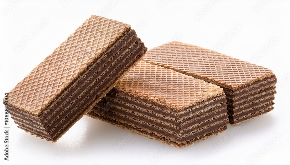 Crunchy Chocolate Wafers Against a Clear, Transparent Backdrop Crunchy Chocolate Wafers Against a Clear, Transparent Backdrop