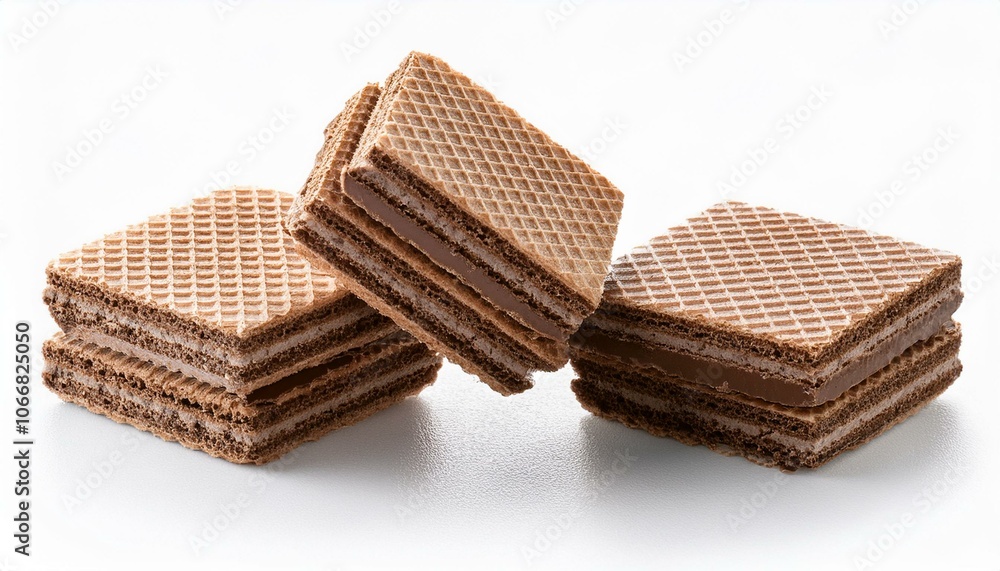 Crunchy Chocolate Wafers Against a Clear, Transparent Backdrop Crunchy Chocolate Wafers Against a Clear, Transparent Backdrop