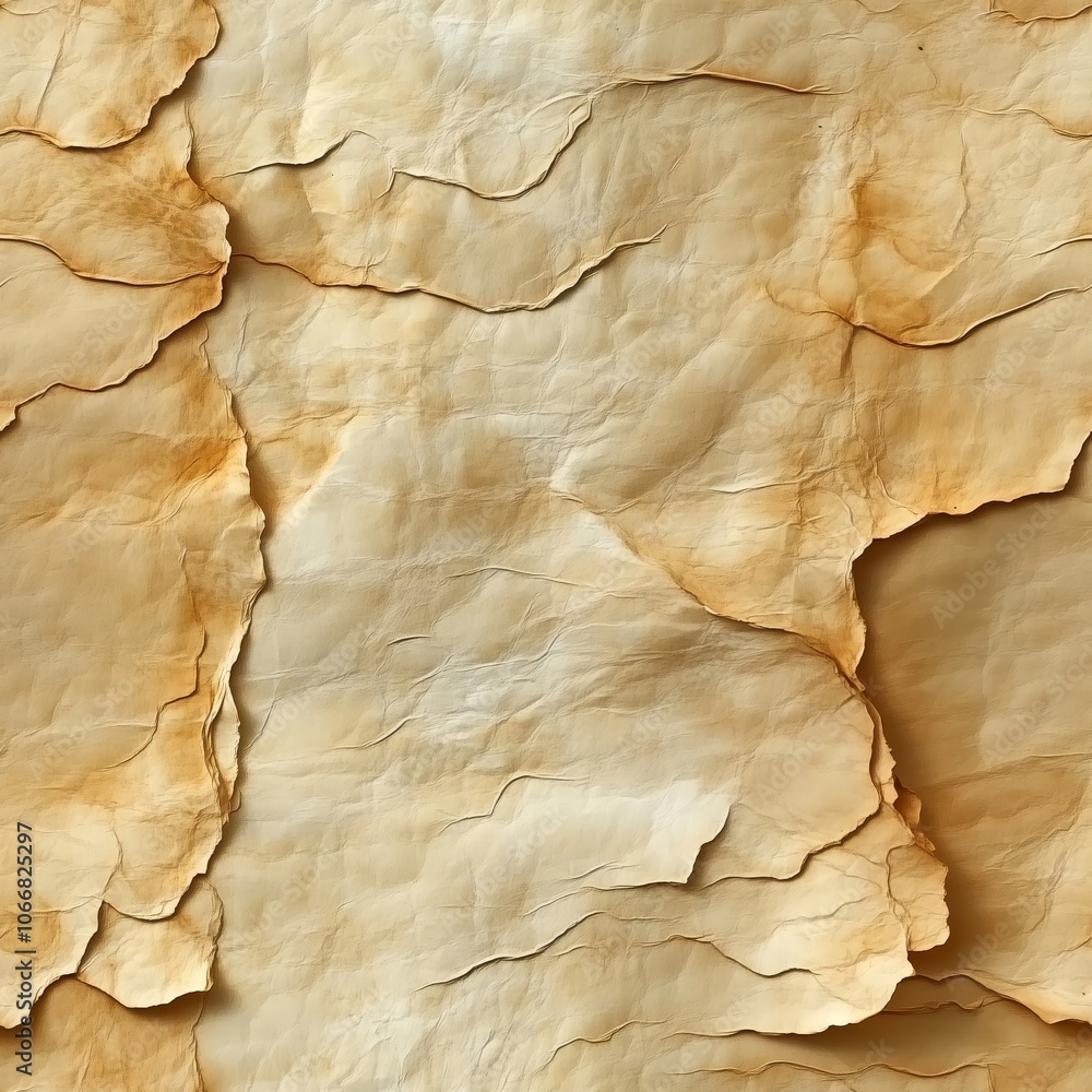 A close-up of layered parchment paper with natural creases and warm, aged tones, creating a textured, vintage surface ideal for backgrounds or antique-themed designs A close-up of layered parchment paper with natural creases and warm, aged tones, creating a textured, vintage surface ideal for backgrounds or antique-themed designs