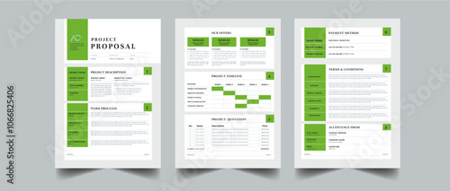  Simple Proposal, Project proposal and Project Plan layout design with 3 page full colorful concept design