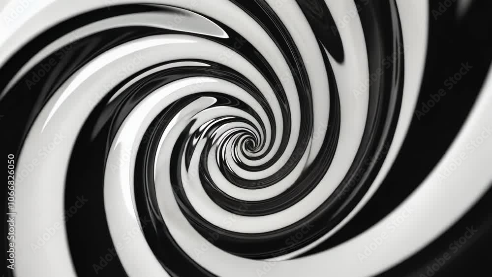 A black and white spiral design creates a hypnotic effect A black and white spiral design creates a hypnotic effect