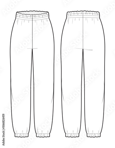 Women warm joggers pants with elastic waistband and cuffs