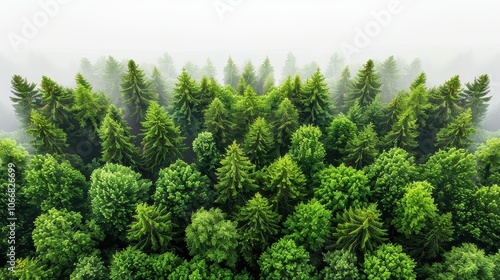 Aerial view of a forest highlighting the ecosystem