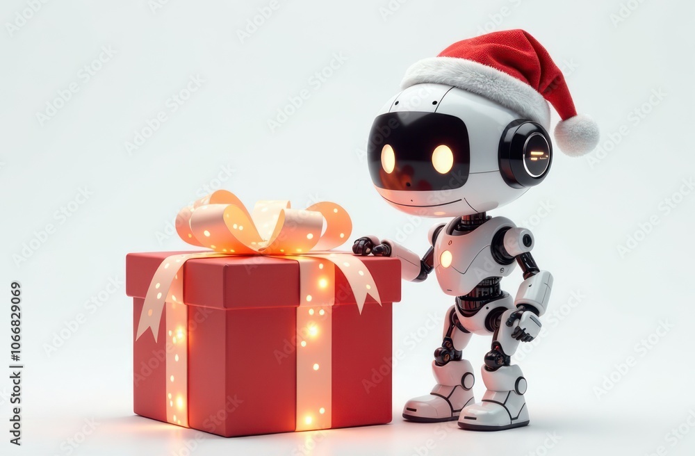 white robot with gift box - whimsical heartwarming kindness white robot with gift box - whimsical heartwarming kindness