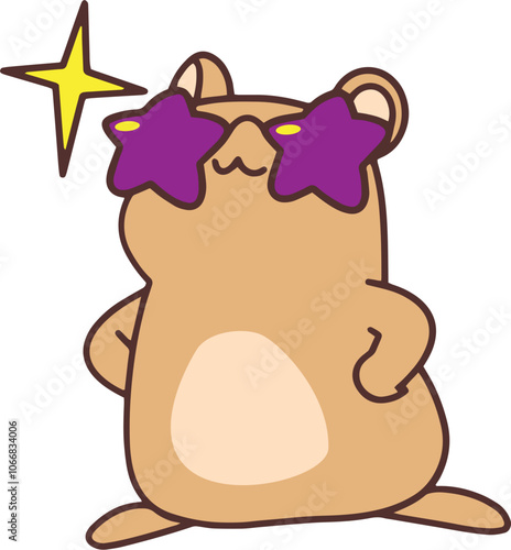 Cute Illustration of a funny hamster with star glasses