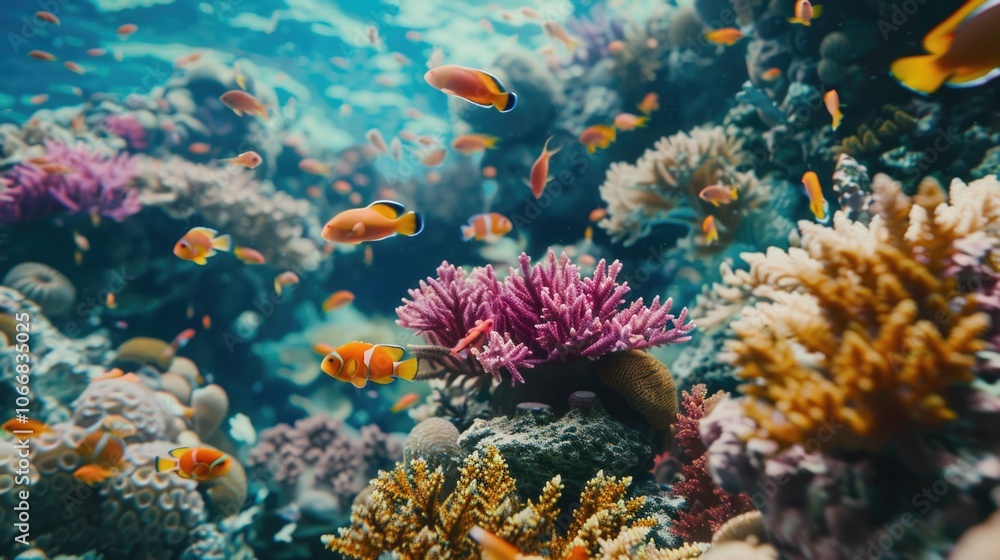 Naklejka premium Underwater Marine Life Coral Reef