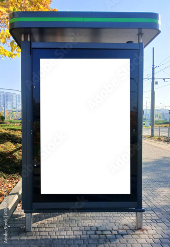 Outdoor advertising billboard at the tram stop.