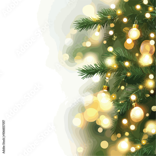 Festive Christmas Background Image with Blur Bokeh Effect