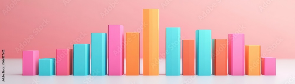 The image features a vibrant bar graph made of colorful blocks, showcasing various heights against a soft pink background. The image features a vibrant bar graph made of colorful blocks, showcasing various heights against a soft pink background.