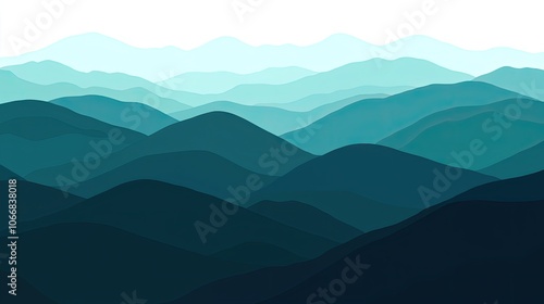 Stylized mountain range with gradient layers and muted colors, minimalistic design.