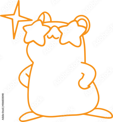 Line art illustration of cute hamster