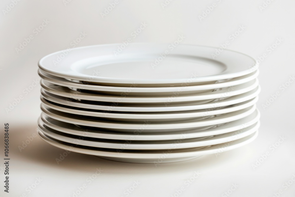 Stack of Plates. Clean Dinnerware Setting with Porcelain Plates on White Background Stack of Plates. Clean Dinnerware Setting with Porcelain Plates on White Background
