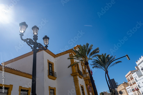 Walking through Cadiz, one of oldest cities and ports in Europe on Atlantic Ocean in southern Spain in Andalusia, tourists destination #1066840065