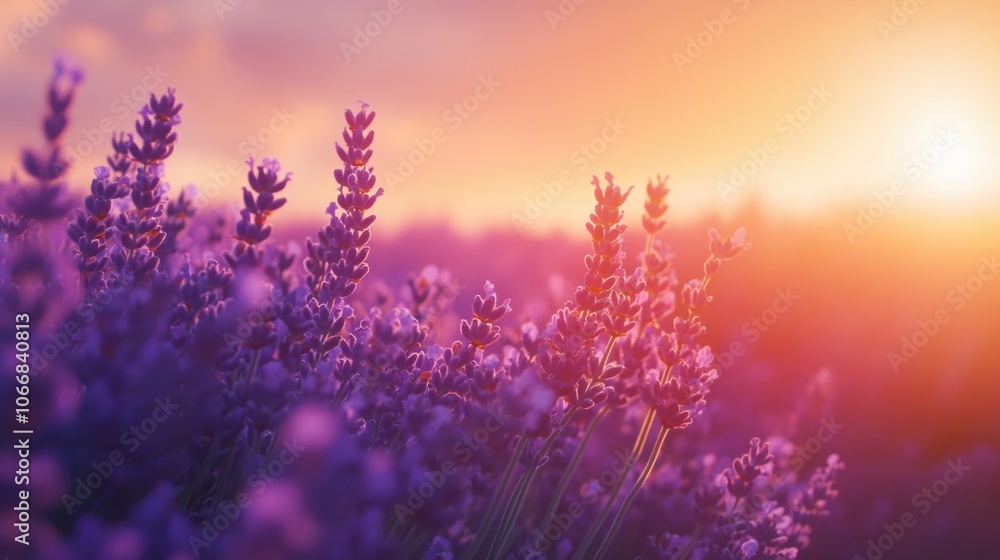 Sunlit Lavender Field at Sunrise Sunlit Lavender Field at Sunrise