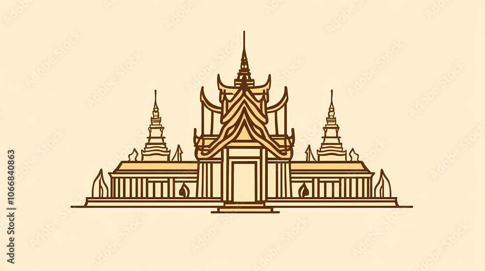 Obraz premium Minimalist Thai Temple